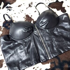 Faux Leather Biker Top